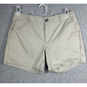Dockers Shorts Womens 10 Khaki Mid Rise Button Back Pockets Chino Casual Bottoms